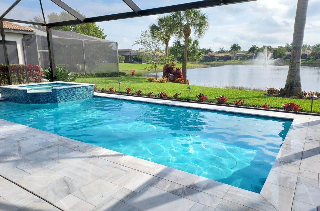 An Alotta Pool Service technician performing pool service in Bonita Springs, FL, showcasing the value of skilled local professionals for long-term pool care.